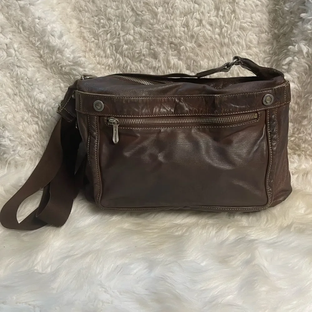 Vintage Toyooka Handmade craftsman made in Japan distressed Brown leather bag